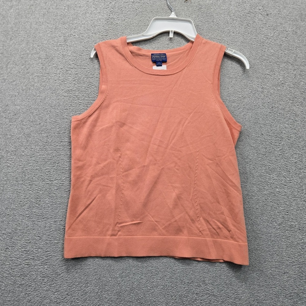 Pendleton Women Tank Top L PETITE Pink Cotton Silk Crew Neck Pullover